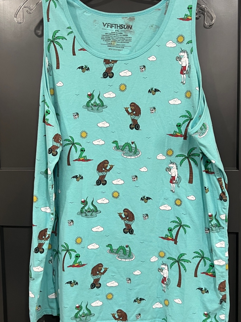 Fifth Sun Light Teal Graphic Tank Top